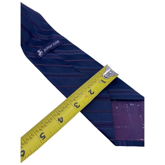 Vintage Bronzini Tie Textured Stripe Blue Horse Unicorn Logo Rockabilly 60s 70s - Picture 8 of 8